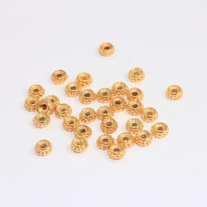 5,5mm 24k Shiny Gold Rondelle Beads, Spacer Beads, Leather Cord Bracelet Charms, Ball Spacer Beads, Gold Plated Findings, MBGFNL145