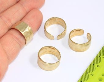 17mm Raw Brass Rings, Adjustable Ring Settings, Brass Wide Band Rings, Textured Rings, Raw Brass Findings, MBGXP56