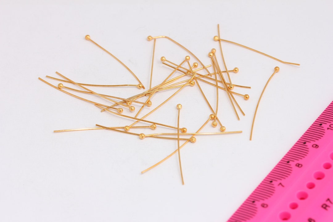 24k Shiny Gold Pendat Ball Head Pins Jewelry Making Etsy