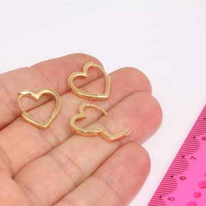 Shiny Gold Heart Earrings, Gold Leverback Earrings, Gold Heart Shaped Earrings, Gold Earring Clasps, Gold Plated Earrings,  MBGSLM641