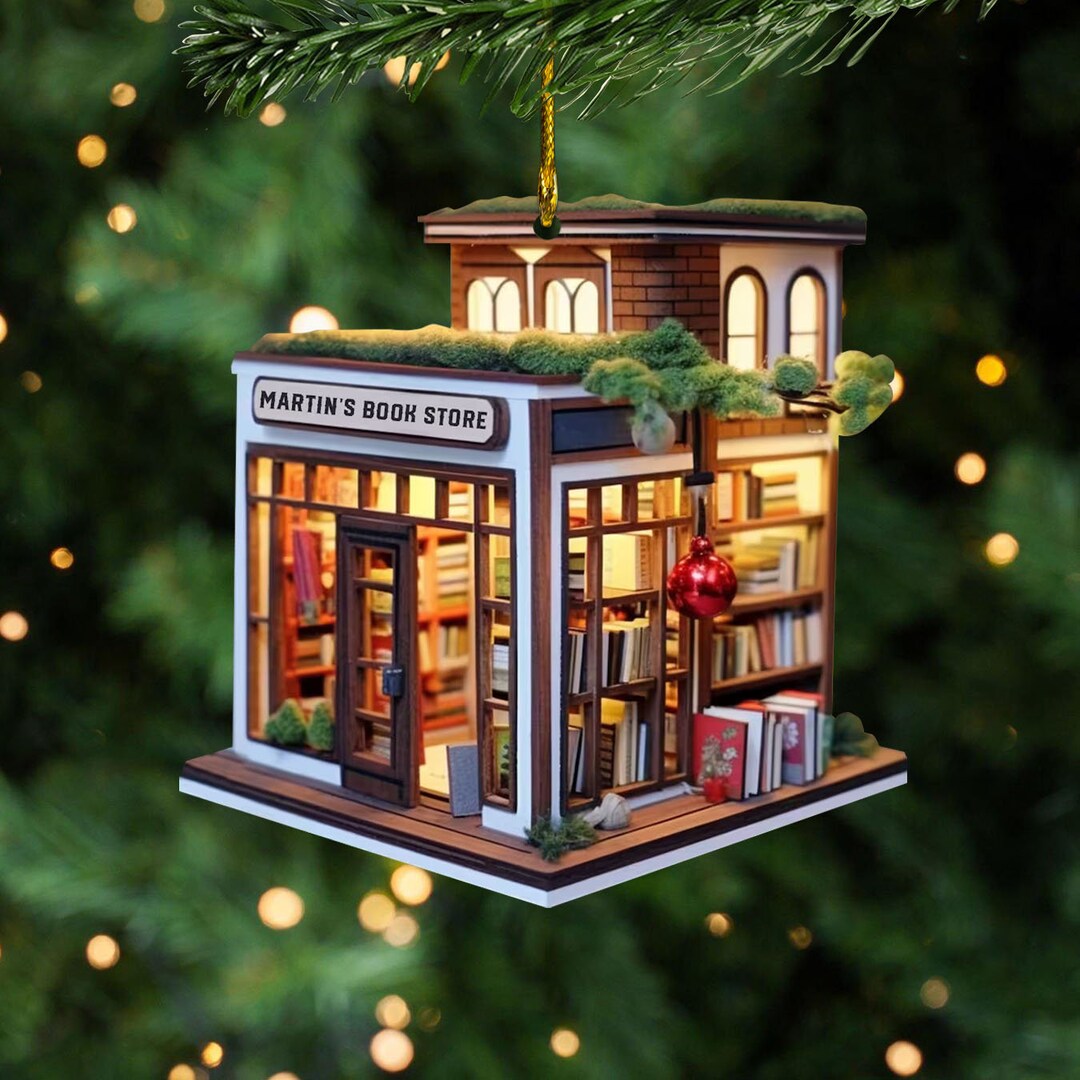 Customized Book Store Ornament, Ornament for Book Lovers, Bookshelves