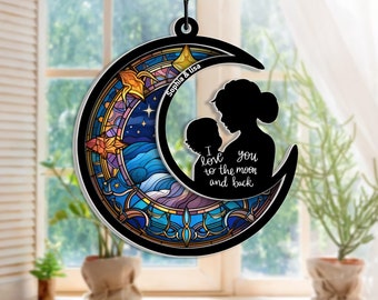 Dad and Son Suncatcher, Personalized Window Hanging From Kids Name,  Father's Day Gifts from Daughter, Son, Kids, Dad Sun Catcher Gifts