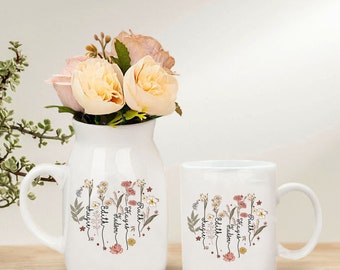 Custom Grandma's Garden Flower Vase, Grandkid Name Flower Vase, Personalized Grandma's Gift, Grandkid Name Flower Vase, Mother's Day Gifts