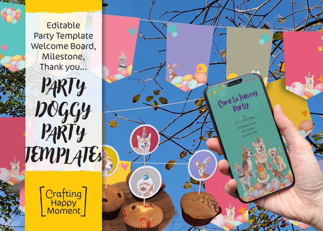 Printable Party Bundle Set - 13 Items Included Party Invitation, Welcome Board, Guest Sign Board ...