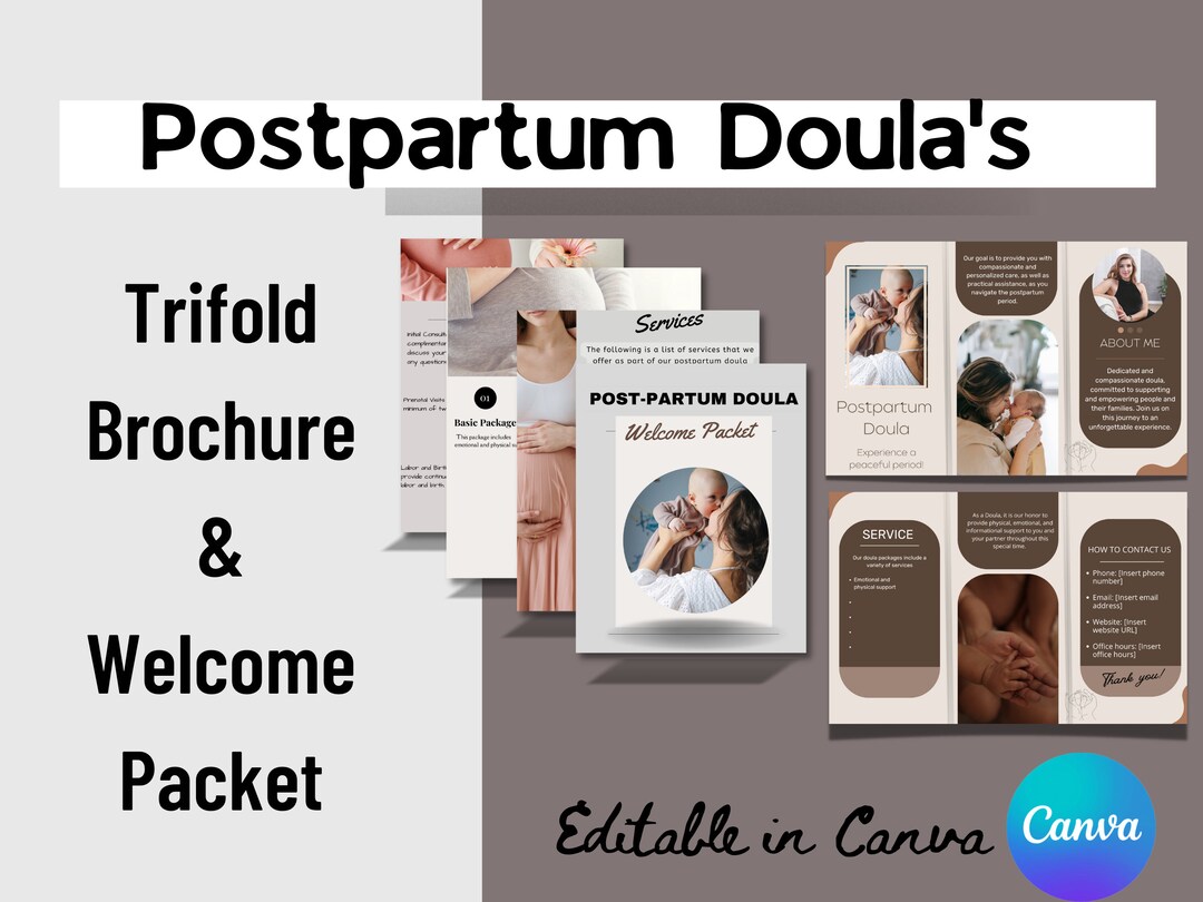 Postpartum Doula Brochure Packet Editable in Canva Etsy