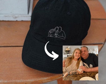 Portrait From Photo Embroidery Hat | Custom Photo Embroidered Hat | Embroidered Hat| Personalised With Your Photo | Couple Hat