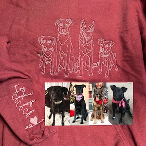 Custom Dog Outline Portrait Sweatshirt from Photo, Dog Dad Hoodie, Valentine Gift for Boyfriend
