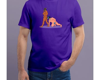 Maglietta con cuccioli giocosi - Viola