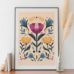 Flower Digital Print, Pattern Poster, Floral poster, Plant Print, Botanical Wall Art, Floral Print, Wall Decor, Living Room Print