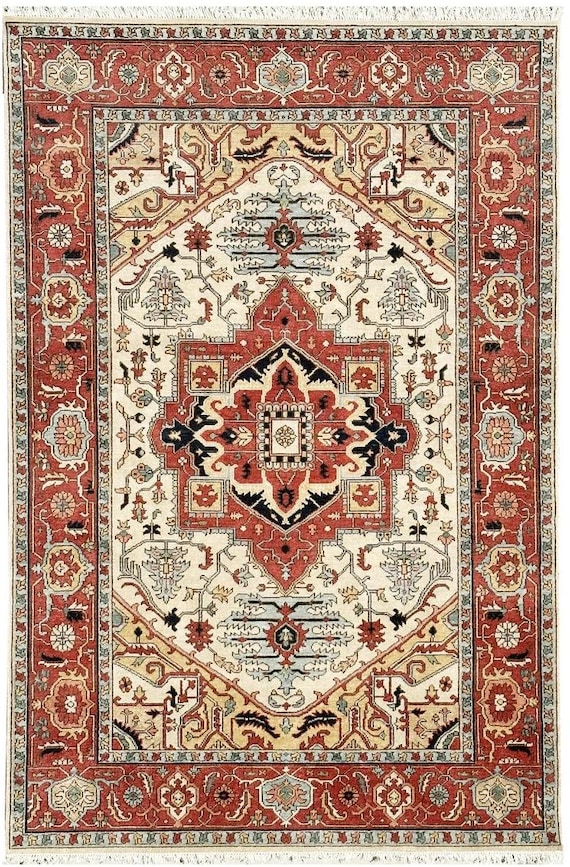 Hand Knotted Super Serapi Rug: Vintage Persian Style Bohemian Decor