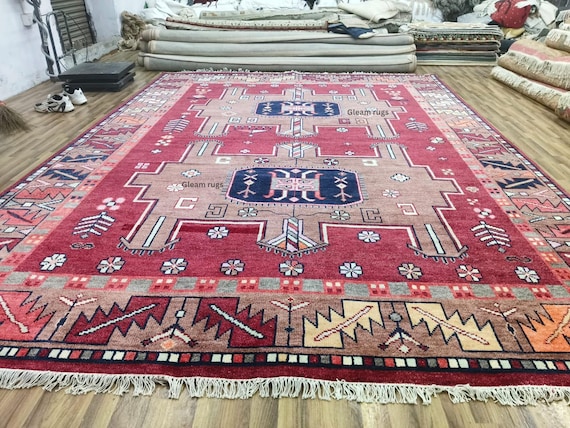 Handmade Turkish Styke Oushak Rug: Antique Medallion Wool Carpet