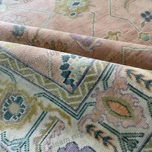 Eye Catching Vintage Style Oushak Hand Knotted Rug 5x8, 6x9, 8x10, 9x12, 10x14 ft Handmade Rugs for Living Room, Bedroom, Office and more!