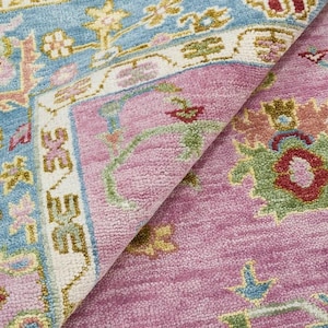 Pink Oushak Turkish Hand Knotted Rug 4x6 5x8 6x9 8x10 9x12 10x14 ft Handmade Rugs for Living Room Bed Room Office  Antique Contemporary rug