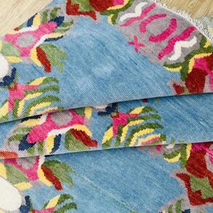 Blue Color 100% Pure Wool Modern Oushak Turkish Hand Knotted Rug 4x6 5x8 6x9 8x10 9x12 10x14 ft Handmade Rugs for Living Room Office.