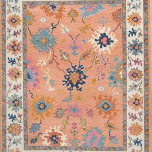 Peach Oushak Turkish Hand Knotted Rug 4x6 5x8 6x9 8x10 9x12 10x14 ft Handmade Rugs for Living Room Bed Room Office Antique Contemporary rug