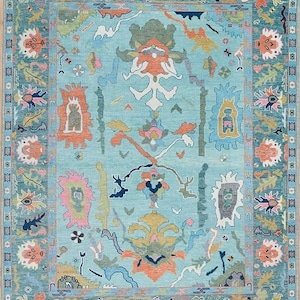Blue Oushak handmade knotted 3x5 4x6 5x8 6x9 8x10 9x12 10x14 Pure Wool Rug for Office Livingroom Bedroom dinning room Soft Rug