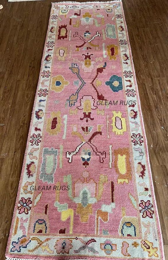 Captivating Hand-Knotted Oushak Runner Rug | Vintage Inspired Turkish Style Design | New Zealand Wool | 8x10, 9x12, 10x13, 11x14, 12x15