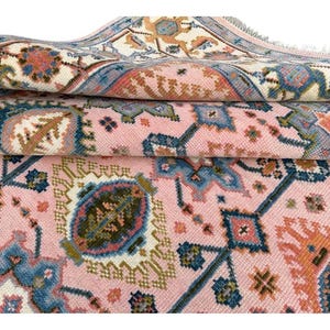 Pink Oushak Turkish Hand Knotted Rug 4x6 5x8 6x9 8x10 9x12 10x14 ft Handmade Rugs for Living Room Antique rug