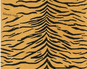 Handgetufteter Wollteppich, Tigerteppich, Handgefertigter Dschungelteppich, Handgefertigter Dschungelteppich