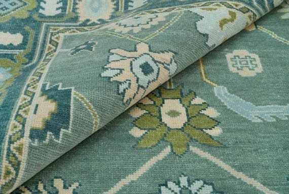 Teal Green Oushak Rug | Vintage Inspire | Turkish Style Carpet | Antique Style Oriental Design | New Zealand Wool