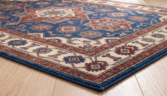 Navy Blue Oushak Wool Rug, Hand Knotted Geometric Area Rug, Vintage Style Tribal Carpet, Traditional Handmade Rug 8x10, 9x12 Oriental Rug