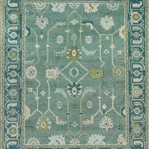 Green Antique Oushak Turkish Hand Knotted Rug 4x6 5x8 6x9 8x10 9x12 10x14 ft Handmade Rugs for Living Room bedroom