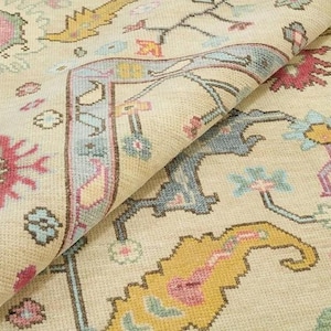 Beige Color Modern Oushak Turkish Hand Knotted Rug 4x6 5x8 6x9 8x10 9x12 10x14 ft Handmade Rugs for Living Room Bedroom Kids Room Office.
