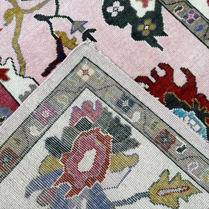 Baby Pink Antique Oushak Turkish Hand Knotted Rug 4x6 5x8 6x9 8x10 9x12 10x14 ft Handmade Rugs for Living Room bedroom