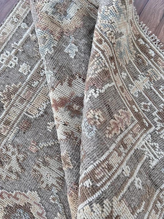 Vintage Inspired Gray Beige Rug | New Zealand Wool Carpet | Ornamental Floral Geometric Medallion Area Rug | Living Room, Bedroom, Hallway