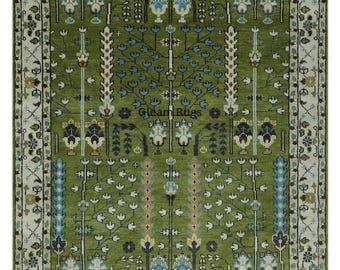 Green Luxurious Oushak Turkish Hand Knotted Rug 4x6 5x8 6x9 8x10 9x12 10x14 ft Handmade Rugs for Living Room Antique rug