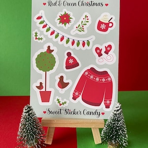 Rot & Grün Weihnachts-Aufkleber, niedliche Bullet-Journal-Aufkleber, Scrapbooking, Tagebuch-Aufkleber, Kalender-Aufkleber