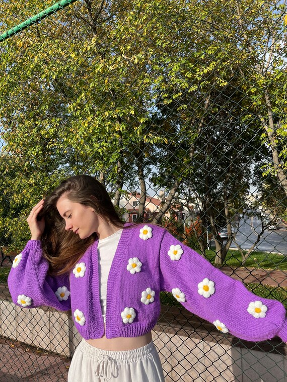 Purple shop floral cardigan