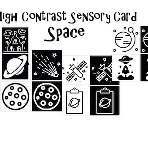 48 Sensory flashcard, high contrast, visual stimulation, printable montessori, black and white, bianco e nero. space, spazio, planet, cosmo