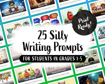 Creative Writing Prompts For Kids, Fun Writing Practice for Elementary School Students, Homeschool Printables, Storybook for kids