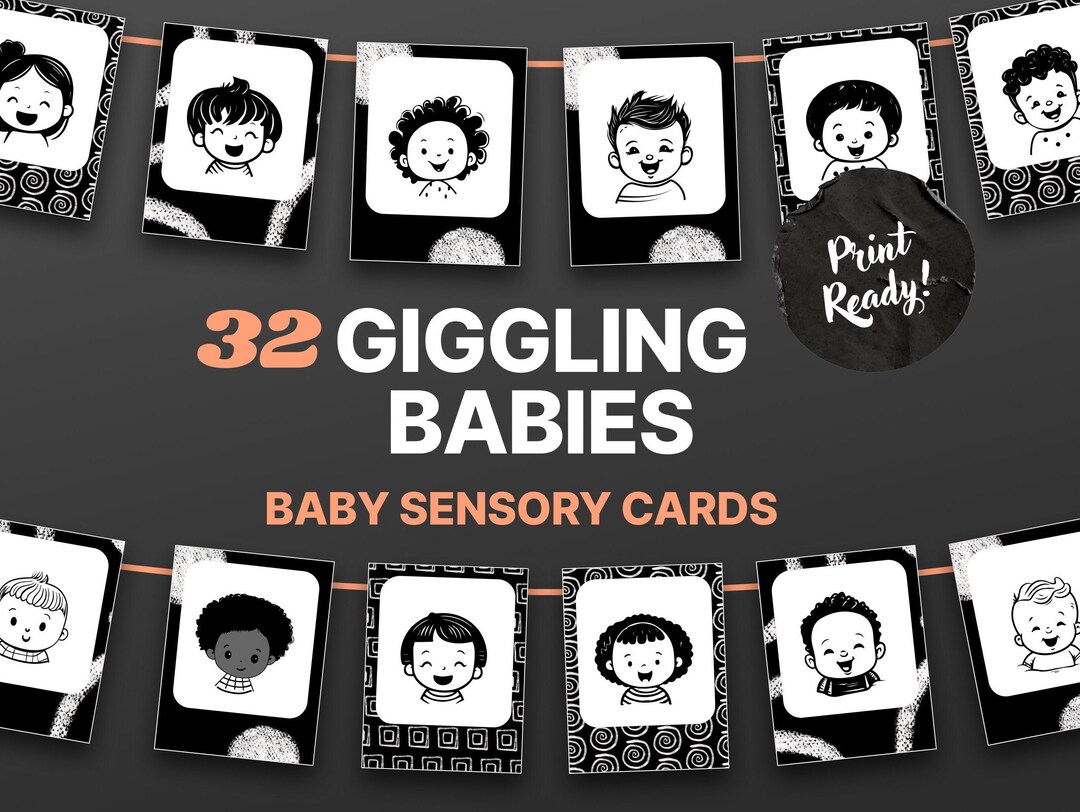 Baby Sensory Flash Cards High Contrast Baby Cards Sensory Etsy