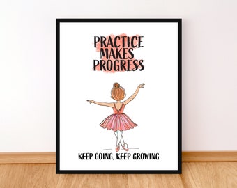 Growth Mindset Poster, Kids Room Decor, Affirmations, Inspirational Playroom Prints, Ballet wall art, Dance Classroom, Instant Download