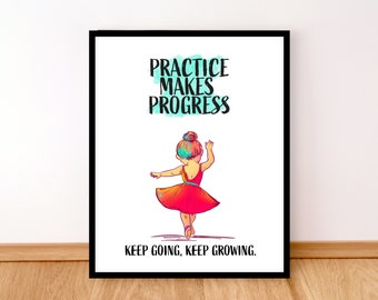 Growth Mindset Poster, Kids Room Decor, Affirmations, Educational Poster, Inspirational Prints, Dance Classroom, Instant Download