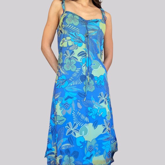 Vintage Y2K Summer Dress / Blue Green Turquoise / S / Swimsuit Dress / 2000s / Biaggini / Floral Vintage Y2K Summer Dress / Blue Green Turquoise / S / Swimsuit Dress / 2000s / Biaggini / Floral