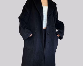 Vintage coat virgin wool Max Mara / size 38 / meter / wool coat / black