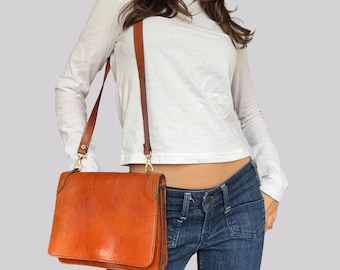 Vintage leather shoulder bag / Brown / Used look / Handbag