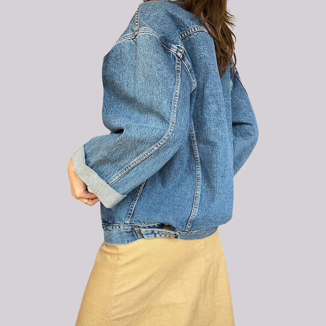 Vintage Y2K Jeansjacke Dreiviertelärmel / Denim Blau / L / Baumwolle, foto 2 di 5