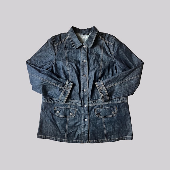 Vintage Y2K Jeansjacke / L / Größe 50 / Navy Blau / 2000er / Baumwolle