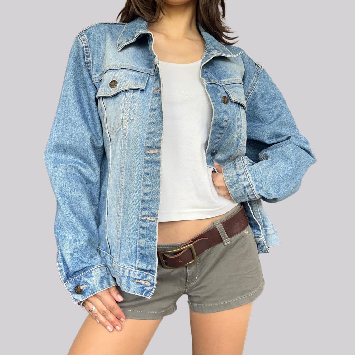 Vintage Y2K Jeansjacke / XL / Yokoo / Baumwolle / Denim Hellblau, foto 4 di 5