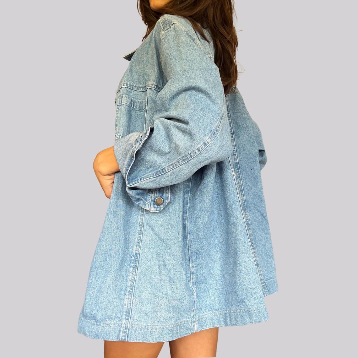 Vintage 90er Jeansjacke / Helles Denim Blau / Baumwolle / Größe 50 / L, foto 2 di 5