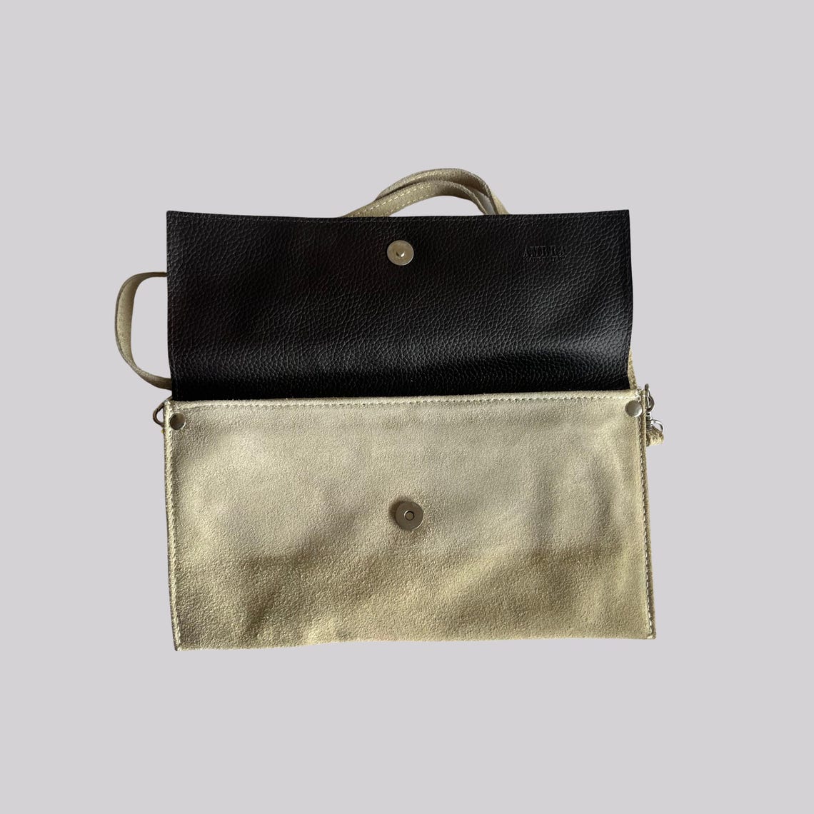 Vintage Handtasche Wildleder / Y2K / Beige / Echtleder / Made in Italy / Minimalistisch, foto 4 di 5