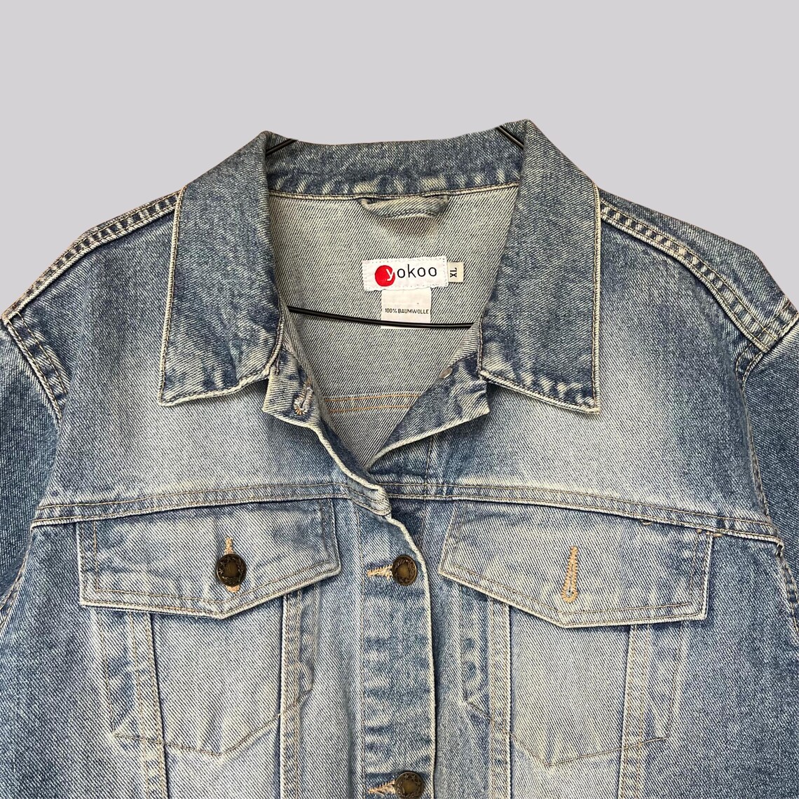 Vintage Y2K Jeansjacke / XL / Yokoo / Baumwolle / Denim Hellblau, foto 3 di 5