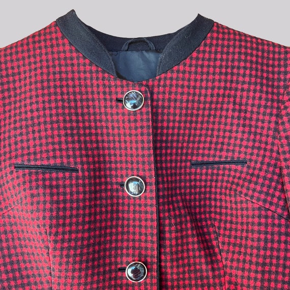 Vintage checked jacket virgin wool / red black / … - image 10