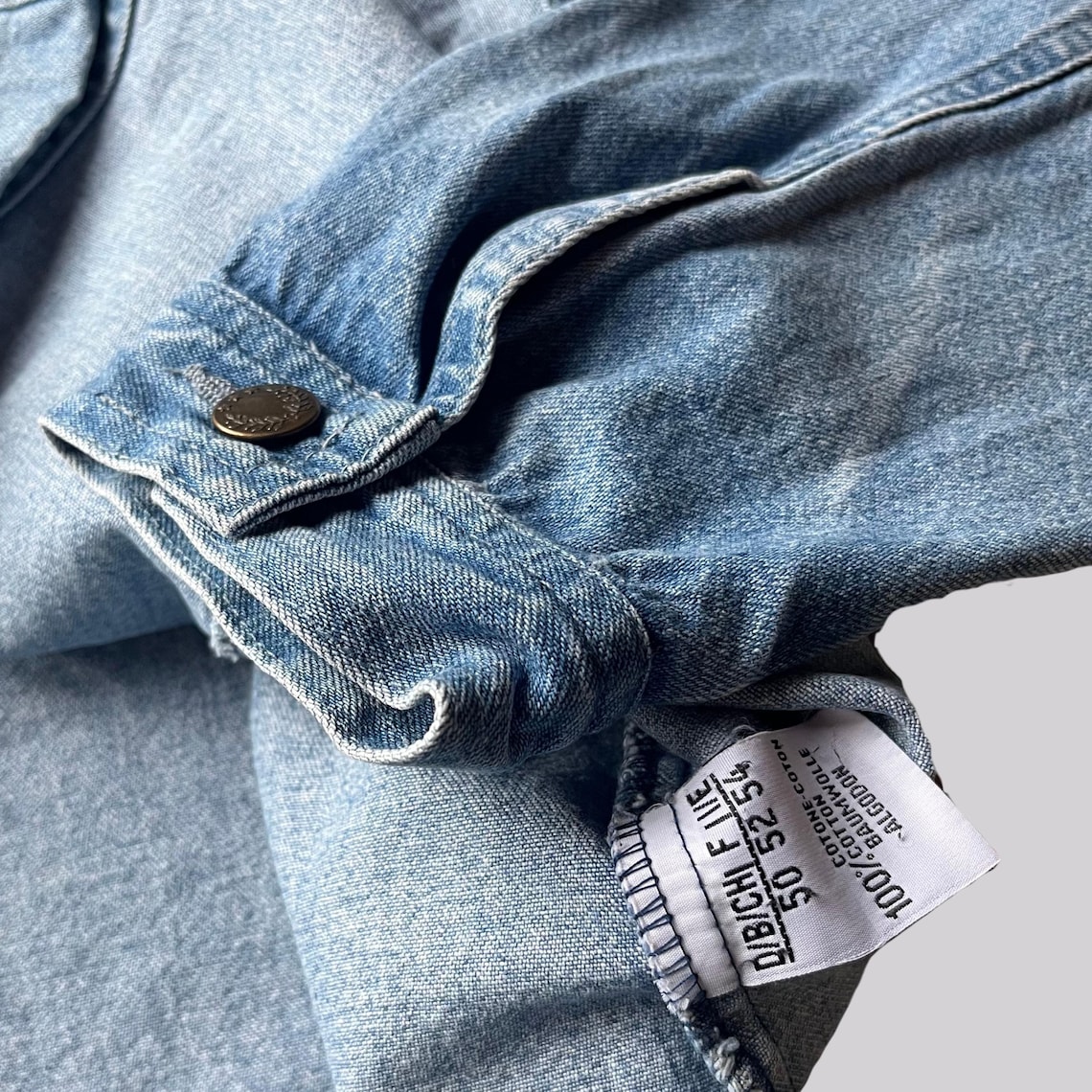 Vintage 90er Jeansjacke / Helles Denim Blau / Baumwolle / Größe 50 / L, foto 3 di 5
