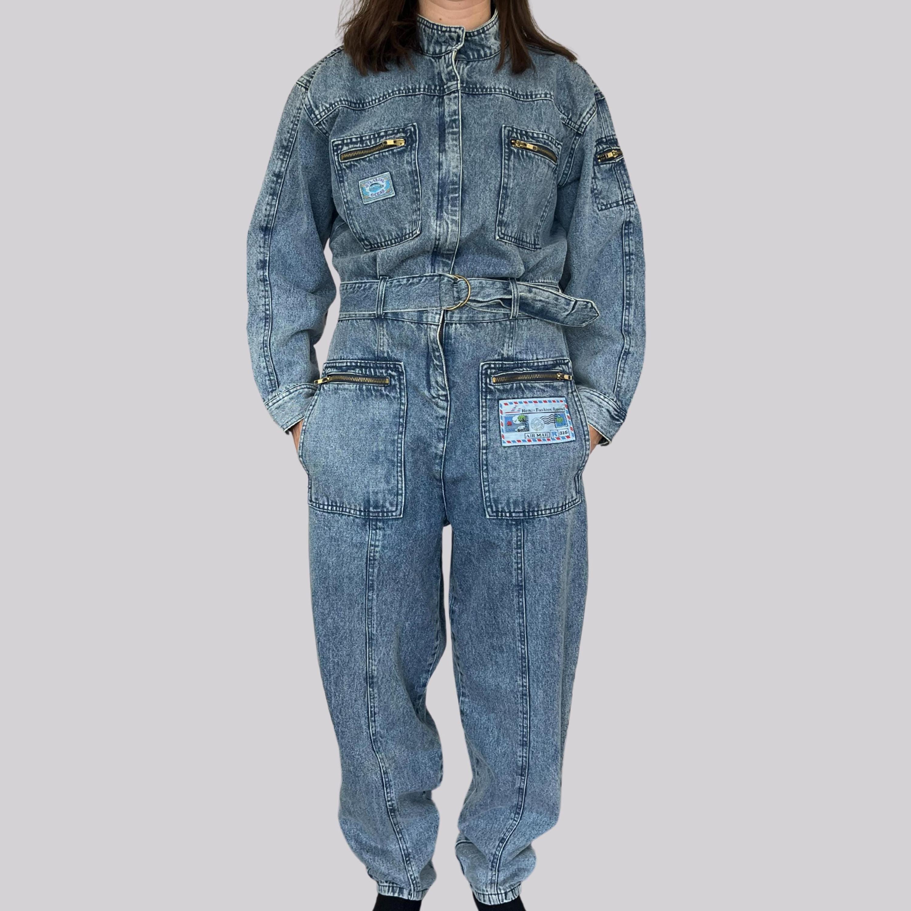 80s Denim Jumpsuit - Etsy