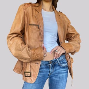 Vintage Lederjacke mit Gürtel Vera Pelle / Braun / M / L / Echtleder